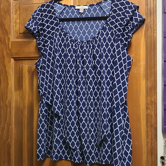 Roz & Ali Tops - Navy & White Blouse